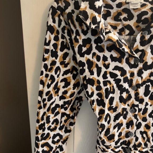 J.Crew Animal Print L/S Collared Belted Dress Size 8 - Picture 8 of 10